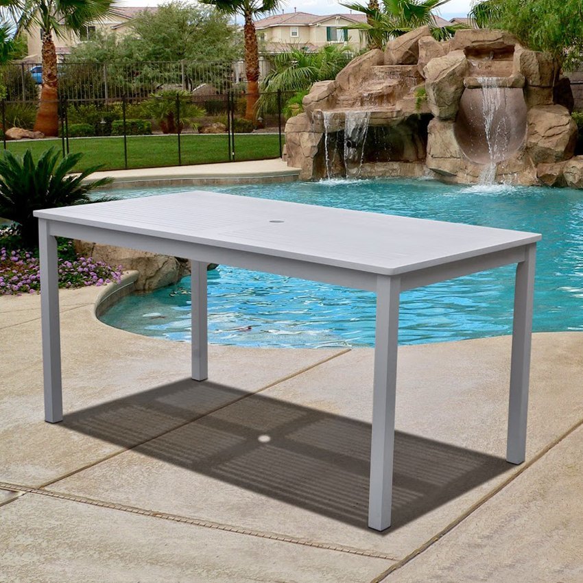 Vifah Bradley Rectangular White Outdoor Dining Table