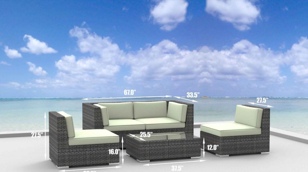 Urban Furnishing RIO 5pc Wicker Outdoor Sectional Sofa Set