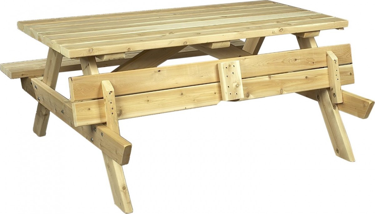 Cedarlooks Cedar Wood Picnic Table Bench with Folding Seats