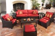 Cantina 7-piece Sofa Seating Set With Chairs, Ottomans, Side Table and Coffee Table