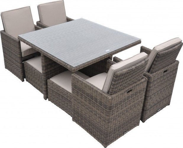 Radeway 9 Piece Rattan Cube Outdoor Patio Dining Set