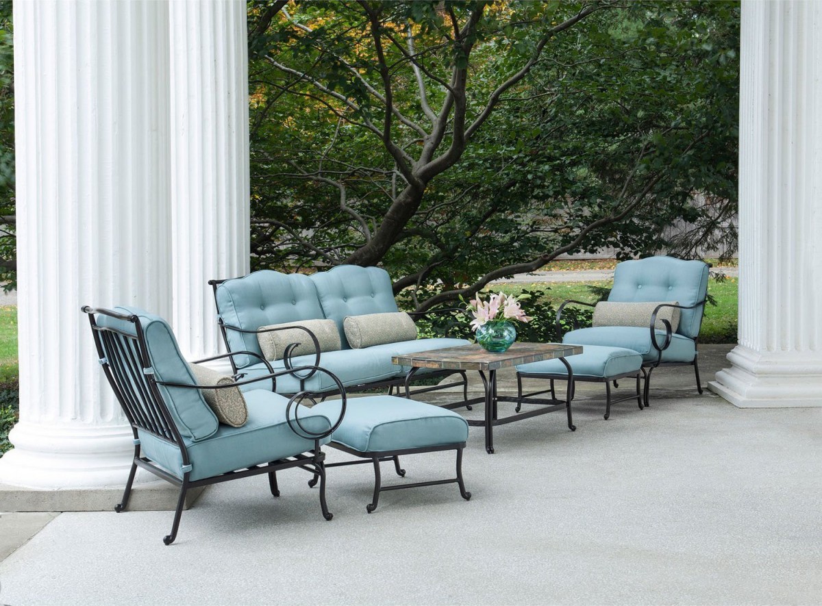 Hanover Oceana 6 Piece Outdoor Conversation Set w/ Deep Seat Cushions