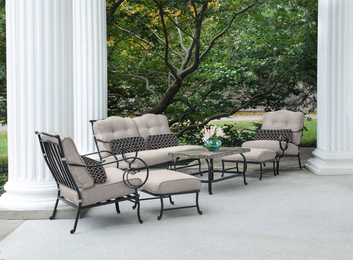 Hanover Oceana 6 Piece Outdoor Conversation Set w/ Deep Seat Cushions