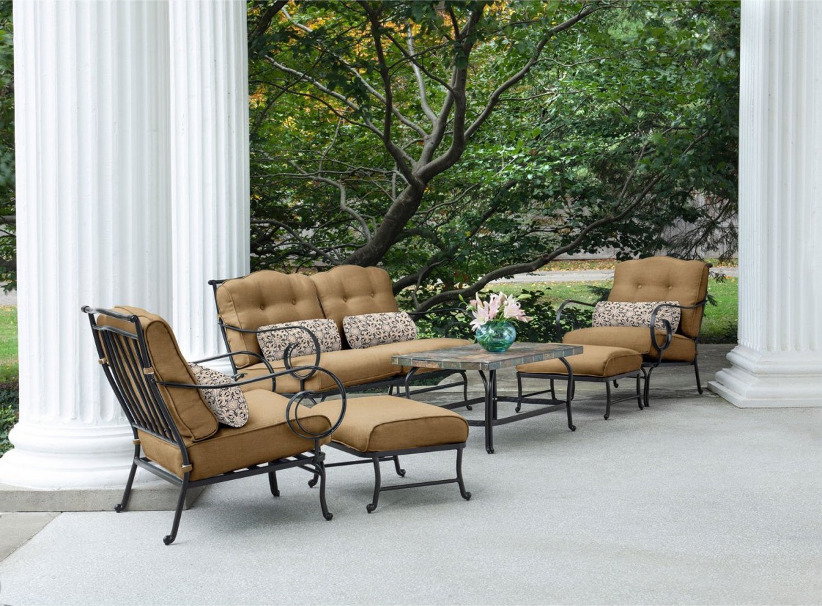 Hanover Oceana 6 Piece Outdoor Conversation Set w/ Deep Seat Cushions