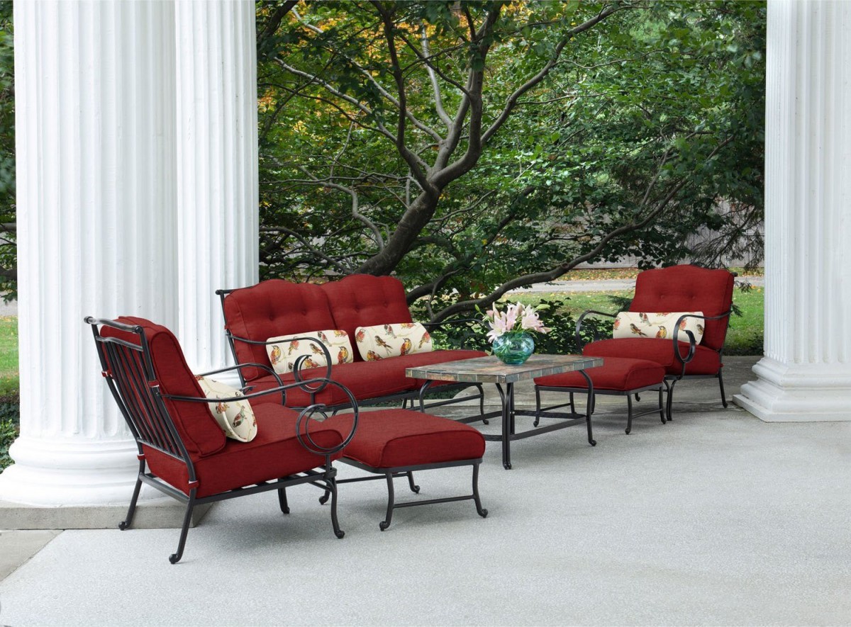 Hanover Oceana 6 Piece Outdoor Conversation Set w/ Deep Seat Cushions