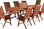 Vifah V144SET2 Wood 9-Piece Patio Dining Set with Oval Extension Table