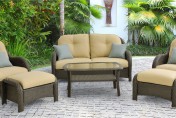 Hanover Newport 6 Piece Wicker Outdoor Conversation Set