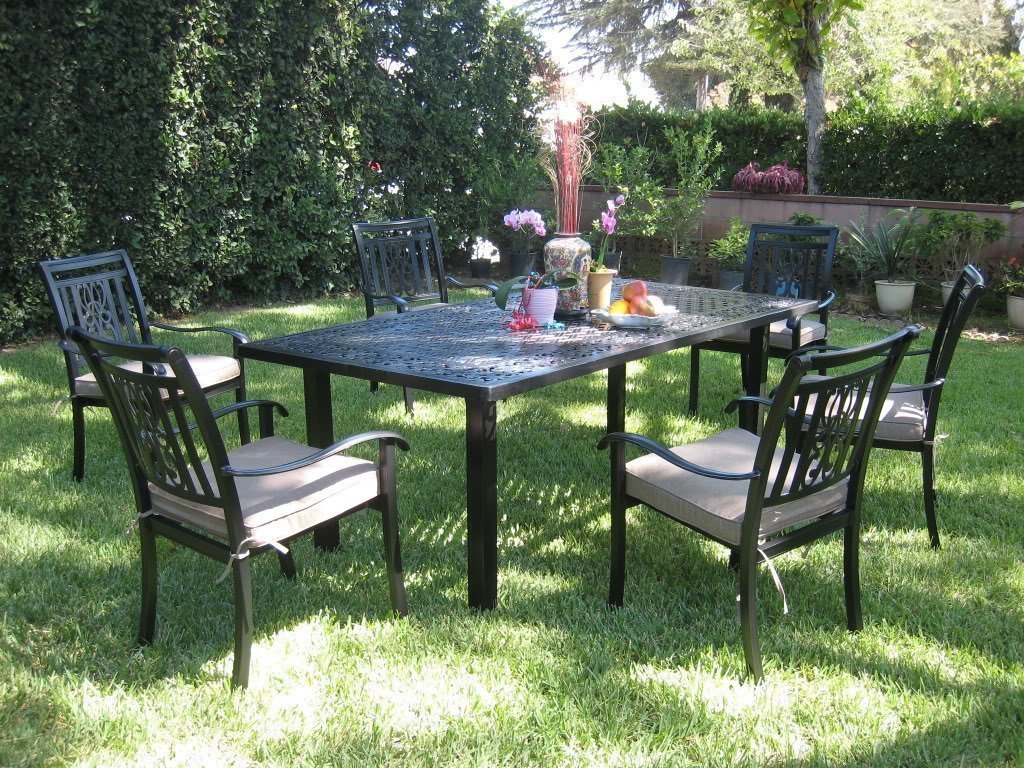 CBM Outdoor Cast Aluminum 7 Piece Patio Dining Set A with Cushions