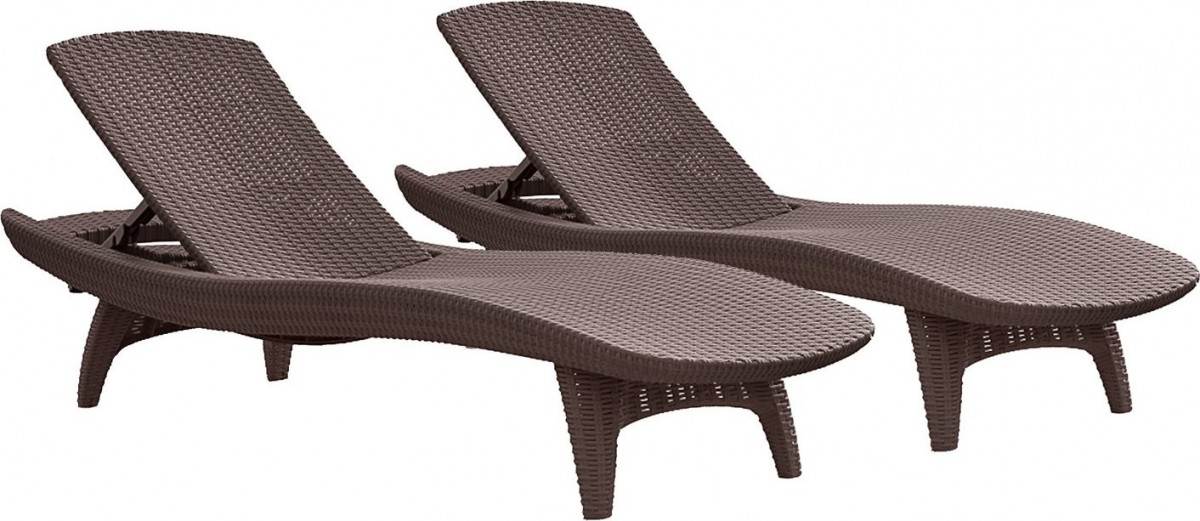 Keter 2pc Rattan Outdoor Chaise Lounge Chairs