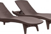 Keter 2pc Rattan Outdoor Chaise Lounge Chairs