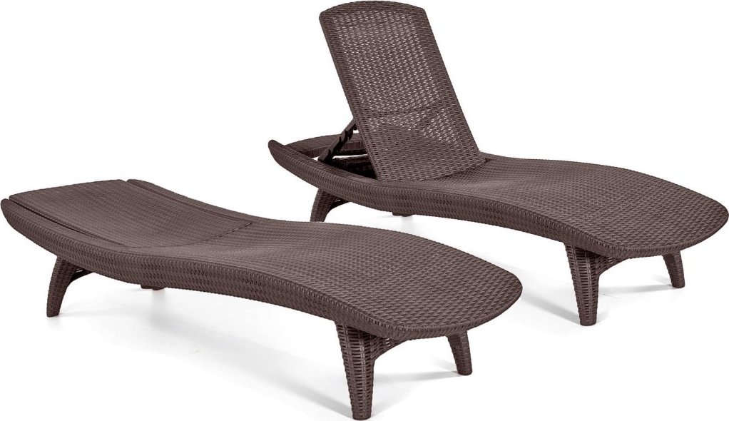 Keter 2pc Rattan Outdoor Chaise Lounge Chairs