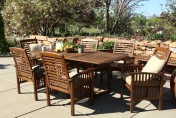 Walker Edison 7-Piece Acacia Wood Patio Dining Set with Cushions