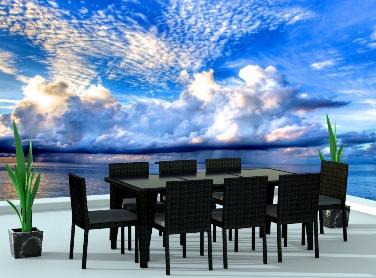 Urban Furnishing 9 Piece Wicker Outdoor Patio Dining Set