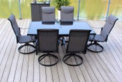 Pebble Lane Living 7 Piece Patio Dining Set with Cast Aluminum Table and Swivel Rocker Chairs