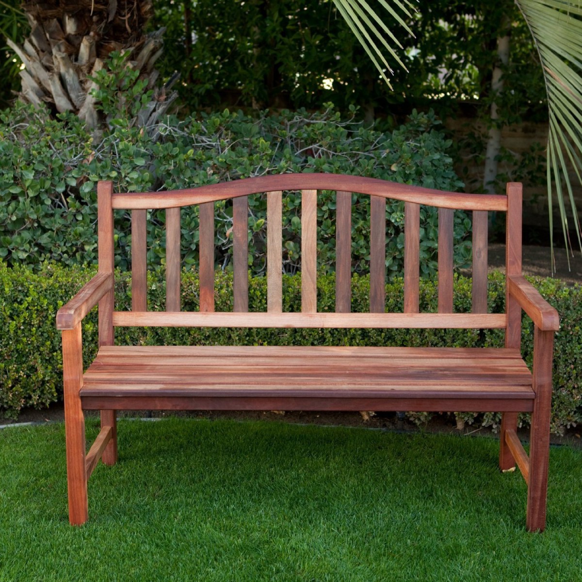 Belham Living Richmond 4 Foot Outdoor Wood Bench with Curved Back