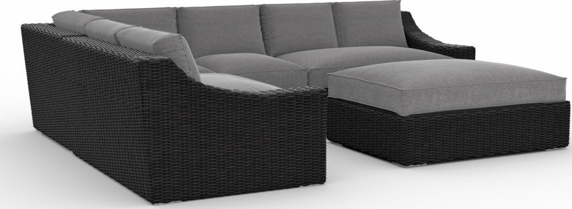 Toja Patio Furniture Bretton 5 Piece Outdoor Sectional Sofa Set with Sunbrella Cushions