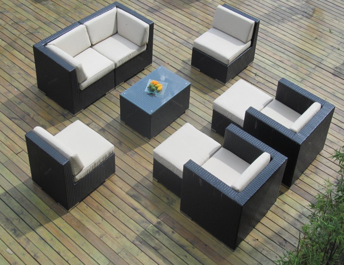 Ohana Collection 9pc Sunbrella Outdoor Sectional Sofa Set