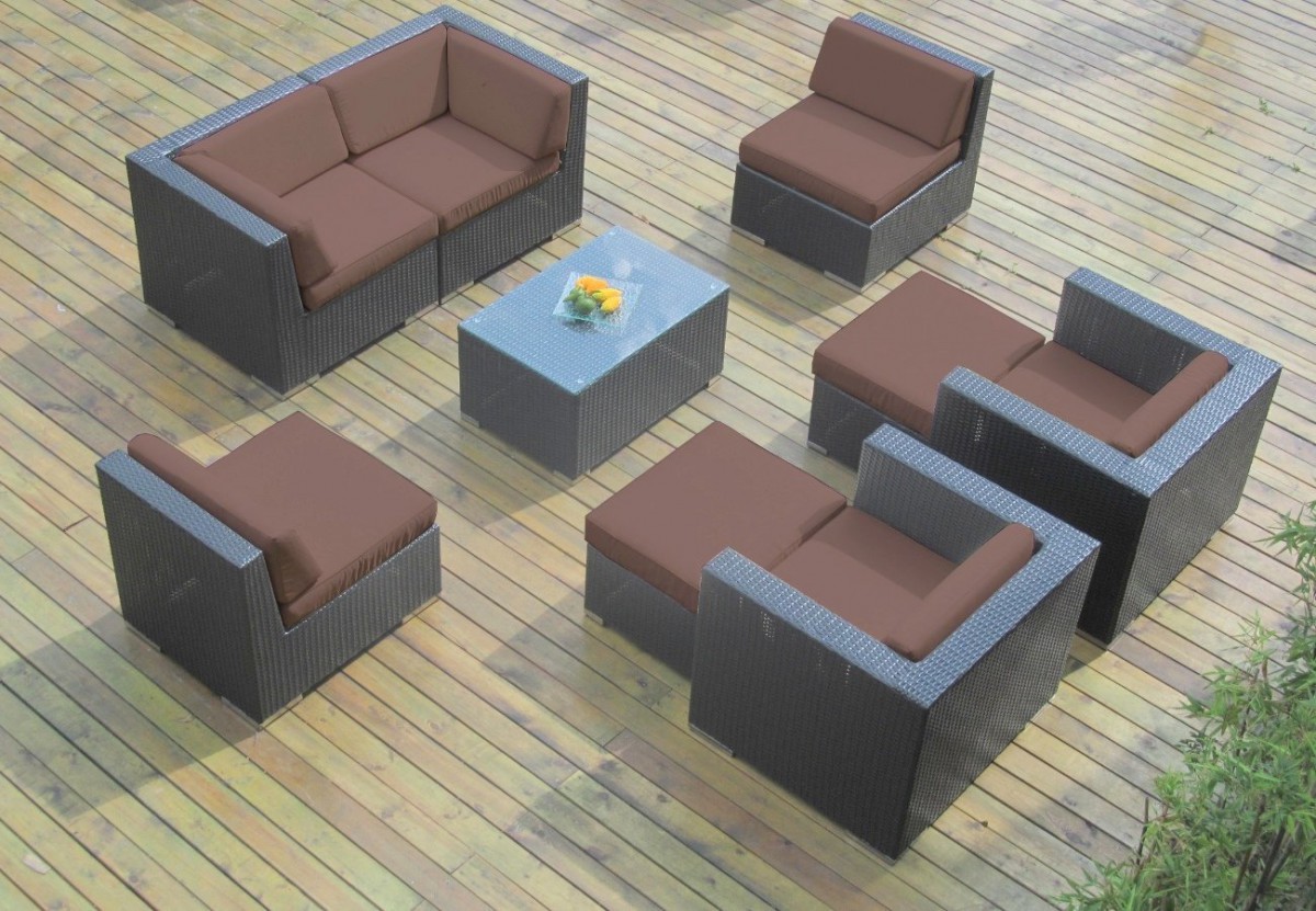 Ohana Collection 9pc Sunbrella Outdoor Sectional Sofa Set