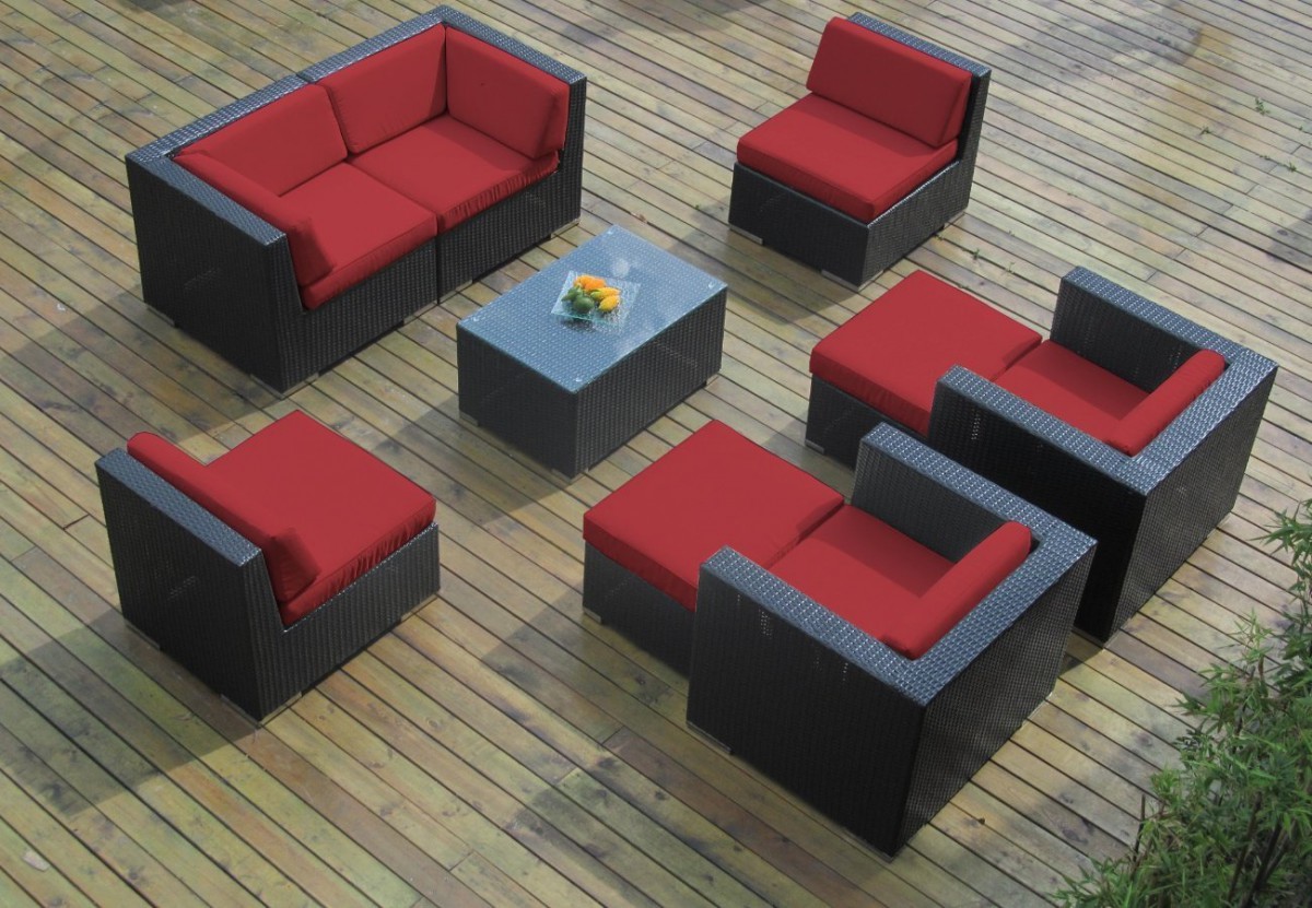 Ohana Collection 9pc Sunbrella Outdoor Sectional Sofa Set