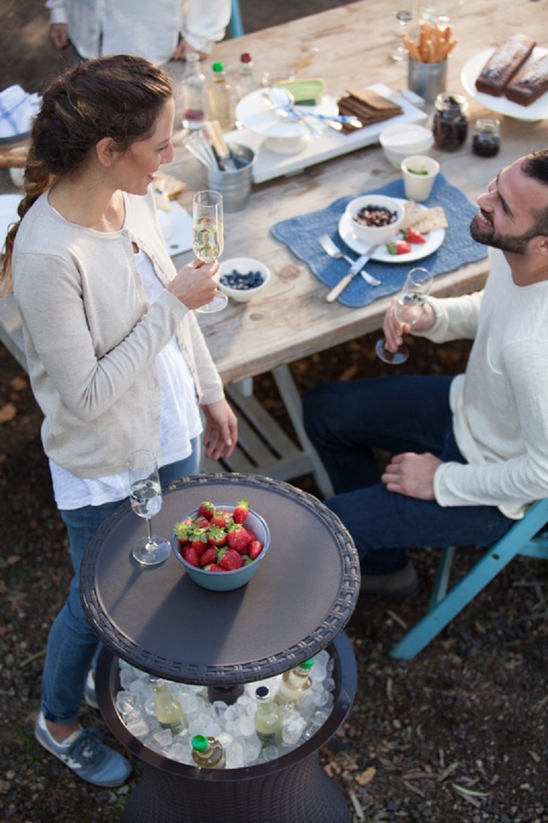 Keter Rattan Cool Bar Outdoor Patio Cooler Table