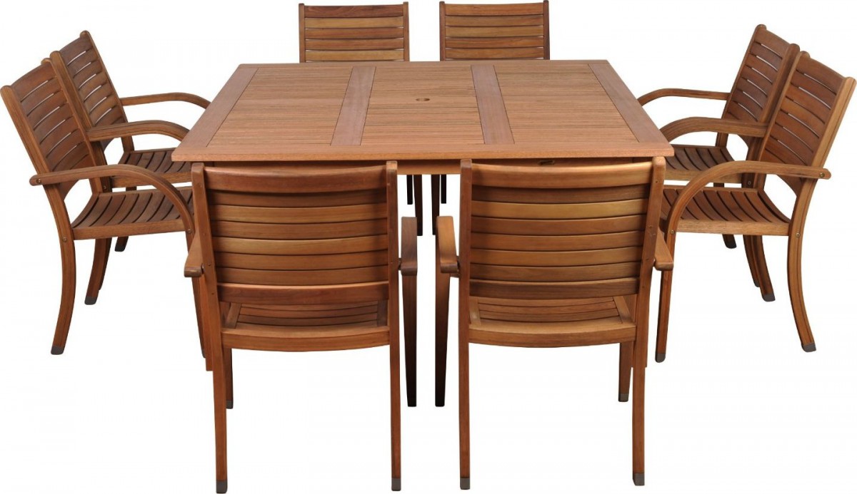 Amazonia Arizona 9pc Square Outdoor Patio Dining Set w/ Stackable Chairs