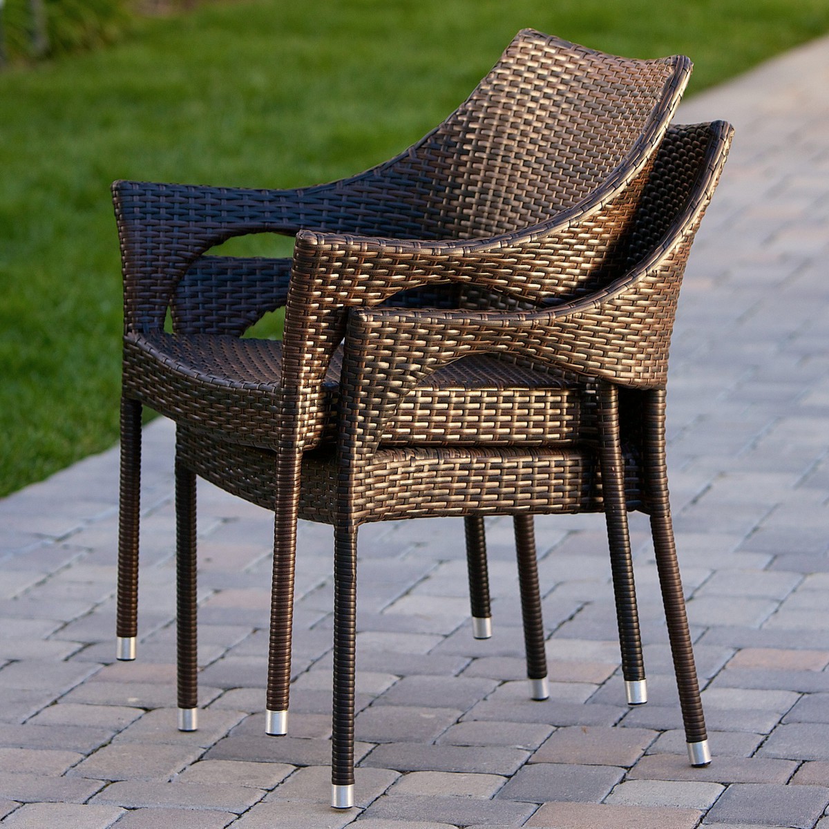 Del Mar Wicker 5 Piece Outdoor Dining Set with Stackable Wicker Chairs