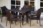 Del Mar Wicker 5 Piece Outdoor Dining Set with Stackable Wicker Chairs