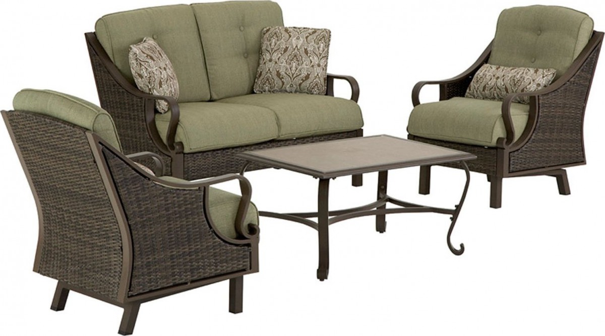 Hanover Ventura 4 Piece Wicker Outdoor Conversation Set