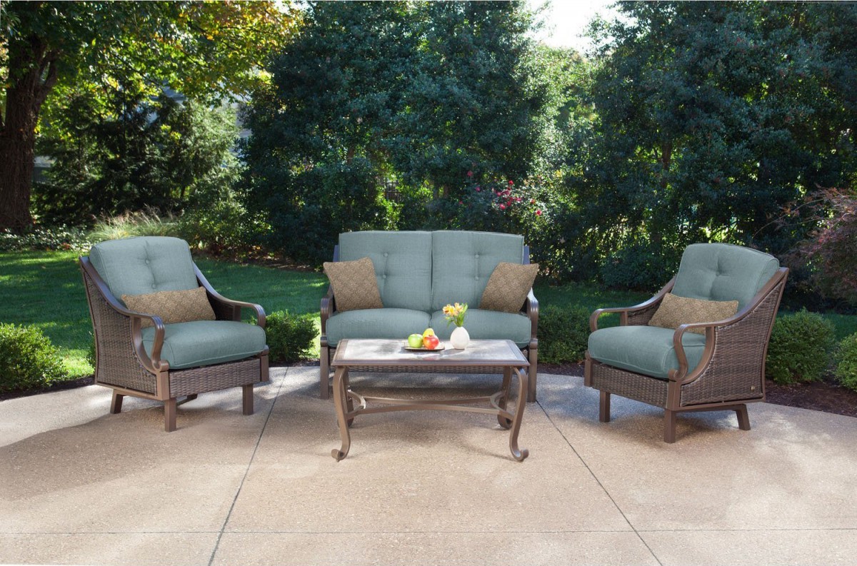 Hanover Ventura 4 Piece Wicker Outdoor Conversation Set