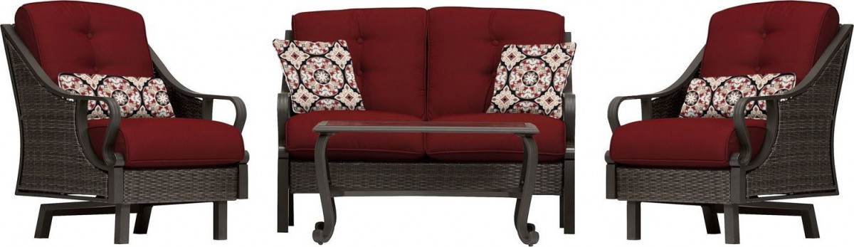 Hanover Ventura 4 Piece Wicker Outdoor Conversation Set