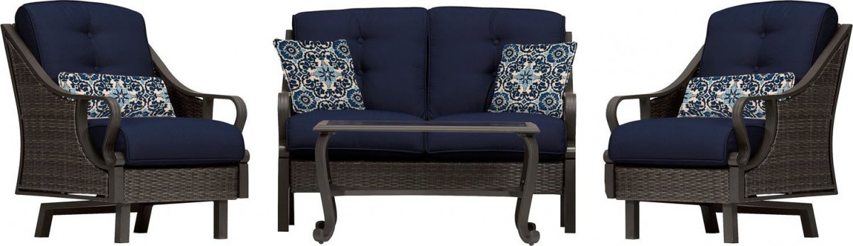 Hanover Ventura 4 Piece Wicker Outdoor Conversation Set