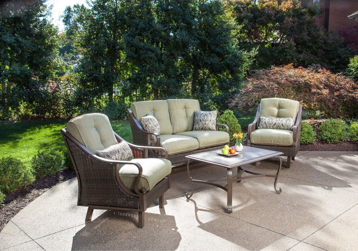 Hanover Ventura 4 Piece Wicker Outdoor Conversation Set