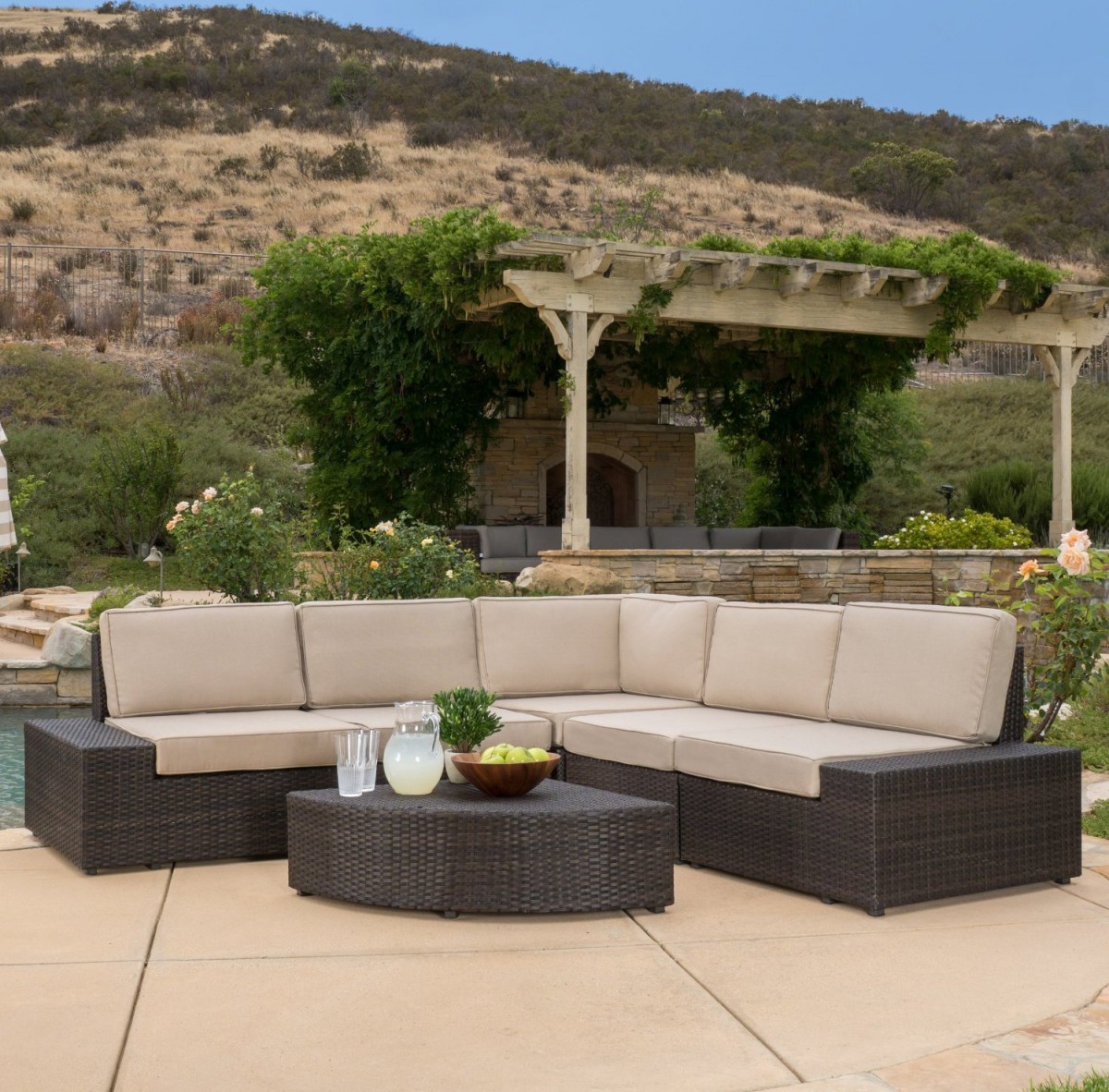 Reddington 6pc Wicker Outdoor Sectional Sofa Set