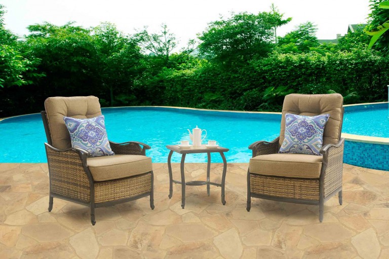 Hanover Hudson Square 3Piece Outdoor DeepSeating Lounge Set Patio Table