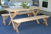 Creekvine Designs Cross Legged Cedar Wood Picnic Table Set