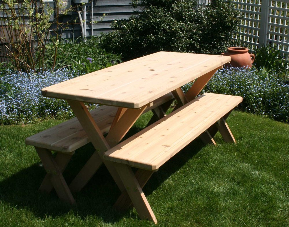 Creekvine Designs Cross Legged Cedar Wood Picnic Table Set