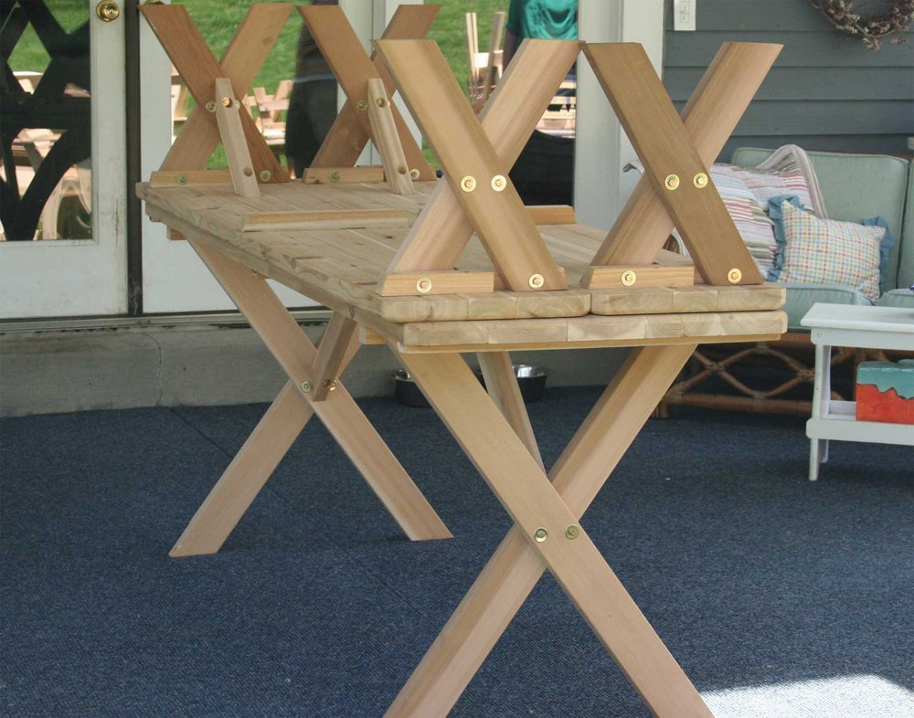 Creekvine Designs Cross Legged Cedar Wood Picnic Table Set