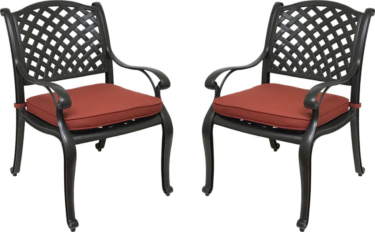 Nevada Cast Aluminum Outdoor Patio Dining Chairs with Sunbrella Cushions