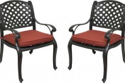 Nevada Cast Aluminum Outdoor Patio Dining Chairs with Sunbrella Cushions