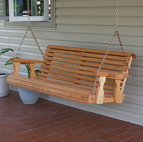 Amish Heavy Duty 5ft Outdoor Wooden Porch Swing Set w/ Cupholders