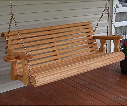 Amish Heavy Duty 5ft Outdoor Wooden Porch Swing Set w/ Cupholders