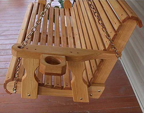 Amish Heavy Duty 5ft Outdoor Wooden Porch Swing Set w/ Cupholders