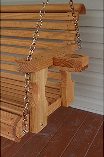 Amish Heavy Duty 5ft Outdoor Wooden Porch Swing Set w/ Cupholders