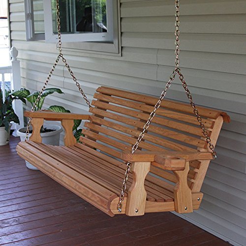 Amish Heavy Duty 5ft Outdoor Wooden Porch Swing Set w/ Cupholders