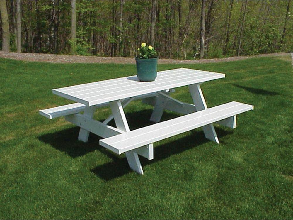 Dura-Trel Traditional White Plastic Picnic Table Bench