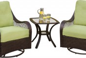 Hanover Orleans 3 Piece Outdoor Bistro Set with Swivel Glider Chairs