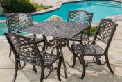 Odena Cast Aluminum 5 Piece Outdoor Dining Set with Square Table