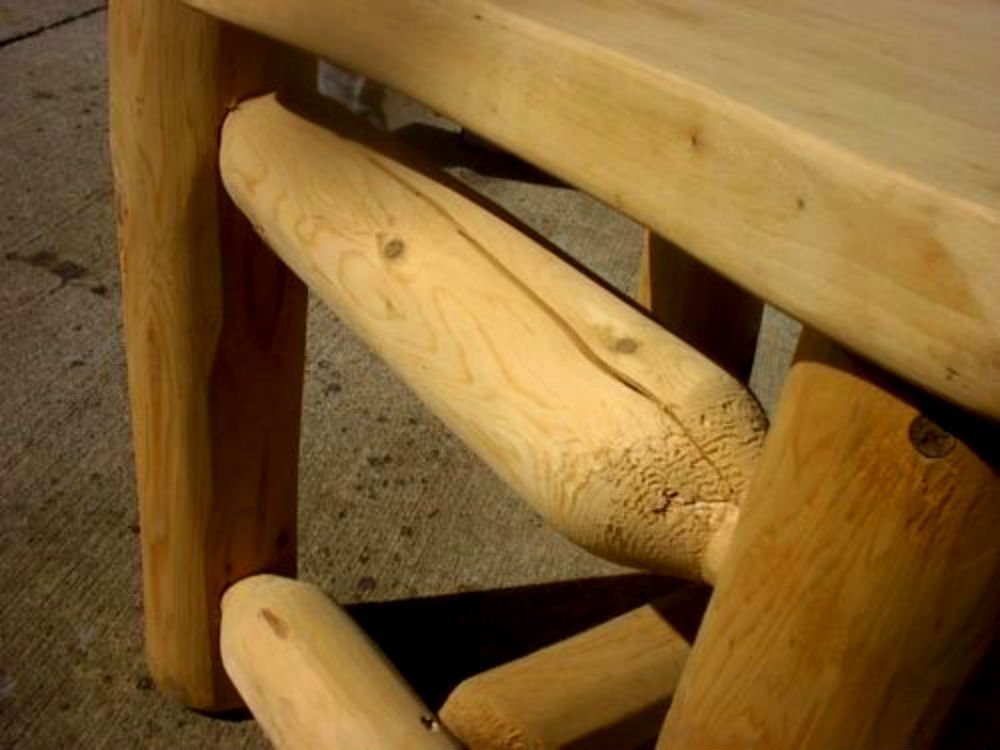 6 Foot Amish Cedar Log Picnic Table with Detached Benches