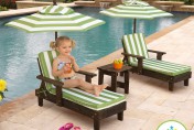 KidKraft Outdoor Chaise Lounge Chairs and Umbrella Set