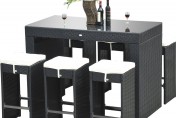 Outsunny 7-Piece Rattan Wicker Bar Stool Dining Table Set